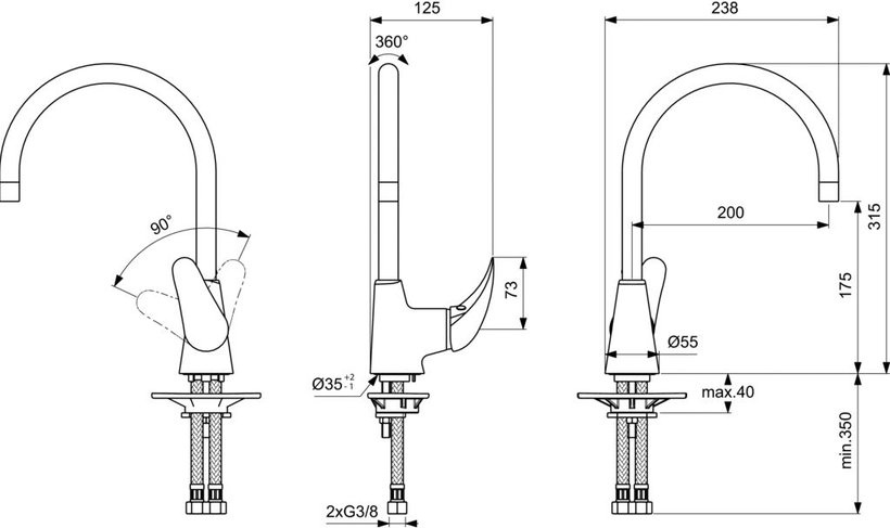Стояща батерия за кухня Vidima Orion (1)